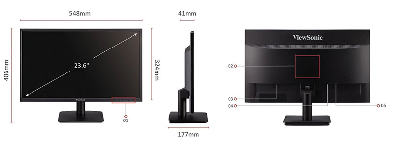 Màn hình Viewsonic VA2405-H (24 inch, FHD, VA, 75Hz, 4ms, 250 nits, HDMI+DSub)