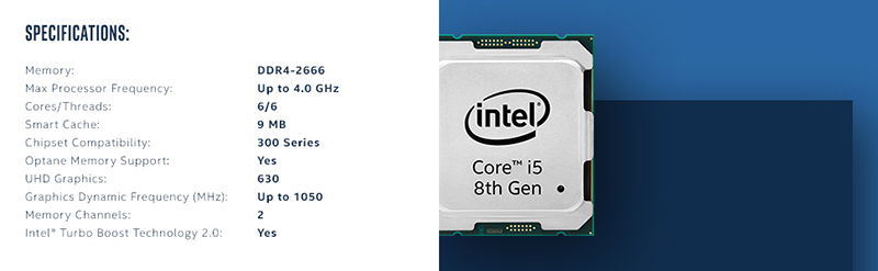 CPU Intel Core i5 8400 (2.8GHz Turbo Up To 4.0GHz, 6 nhân 6 luồng, 9MB Cache, Coffee Lake)