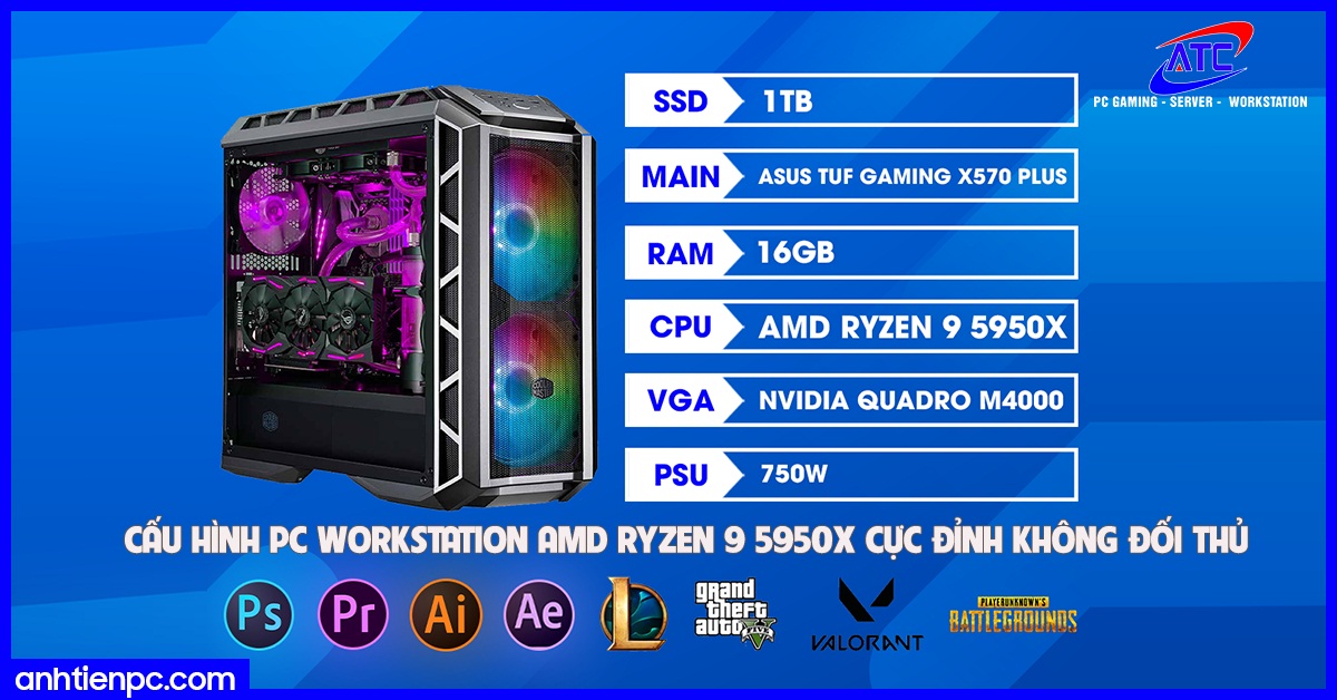 Cấu hình PC Workstation AMD Ryzen 9 5950X cực đỉnh không đối thủ