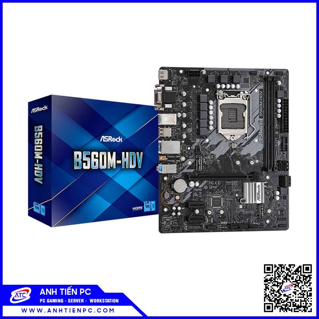 Mainboard Asrock B560M HDV (Intel B560, Socket 1200, m-ATX, 2 khe Ram DDR4)