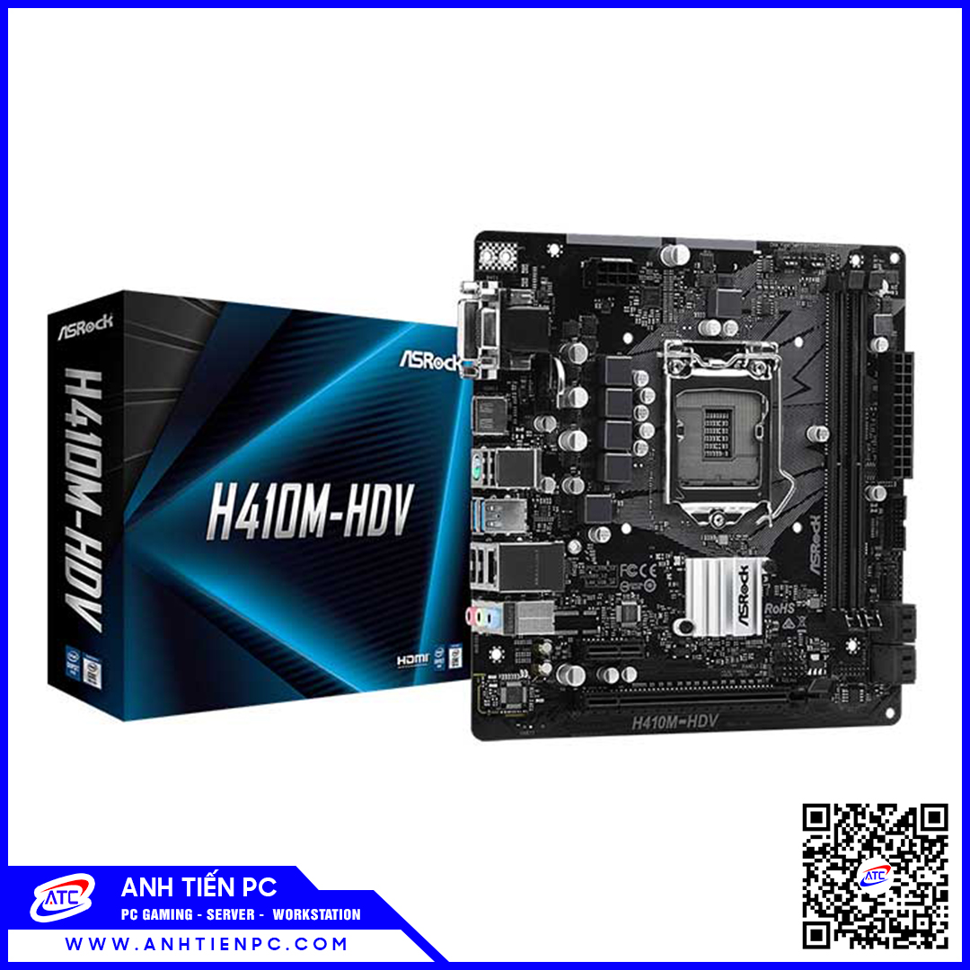Mainboard ASROCK H410M-HDV (Intel H410, LGA 1200, ATX, 2 Khe Cắm Ram DDR4) 