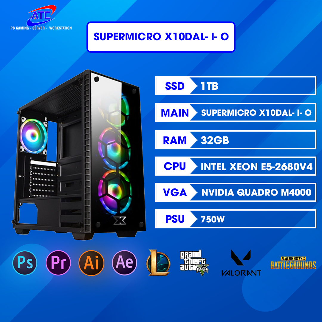 SUPERMICRO X10DAL- I- O | 2 2680V4 | RAM 128GB | VGA 8GB 