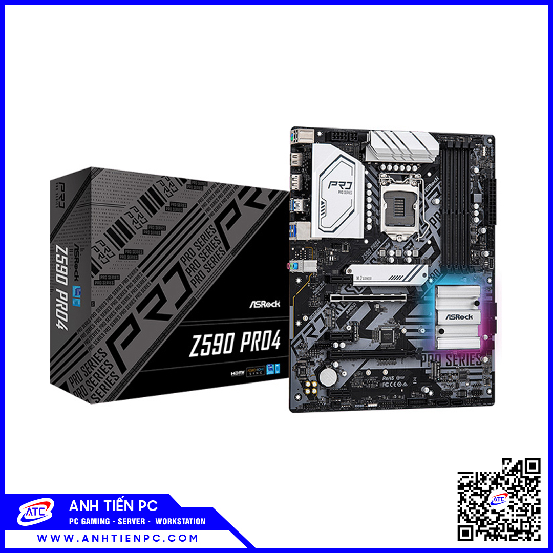 Mainboard ASROCK Z590 PRO4 (Intel Z590, Socket 1200, ATX, 4 khe Ram DDR4)