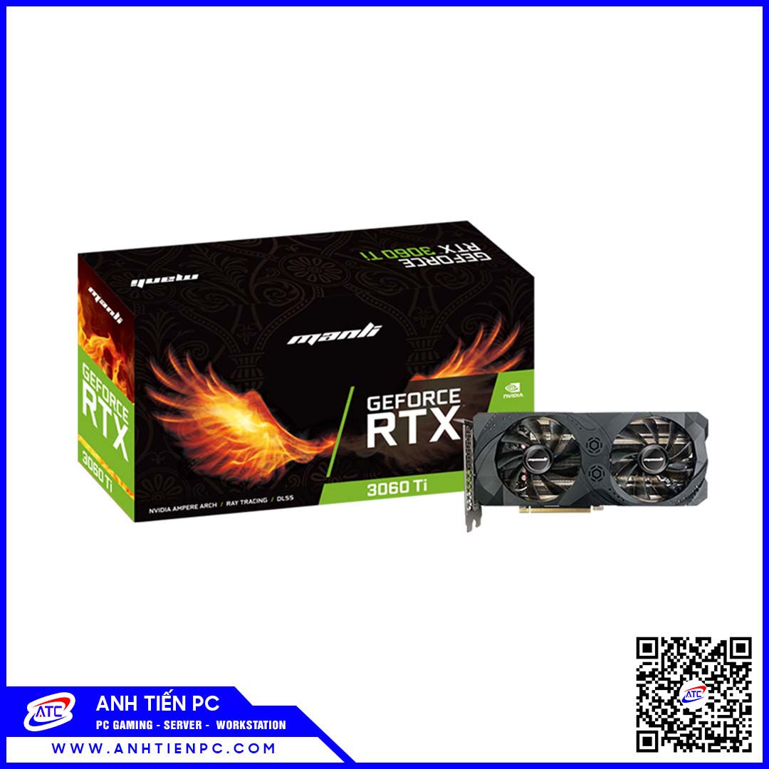VGA Manli Geforce RTX 3060Ti LHR 8GB GDDR6 Dual fan Cũ 
