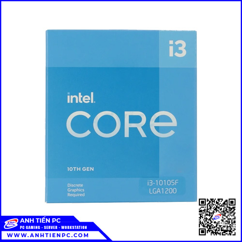 CPU Intel Core i3 10105F NK (3.7GHz turbo up to 4.4GHz, 4 nhân 8 luồng, 6MB Cache, LGA 1200) 