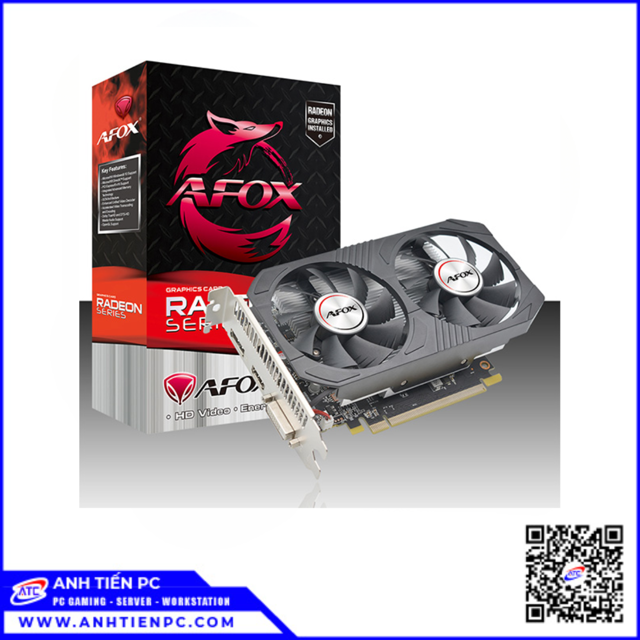 VGA Afox Radeon RX 550 2 Fan  (4GB, DDR5, DVI-D / HDMI)