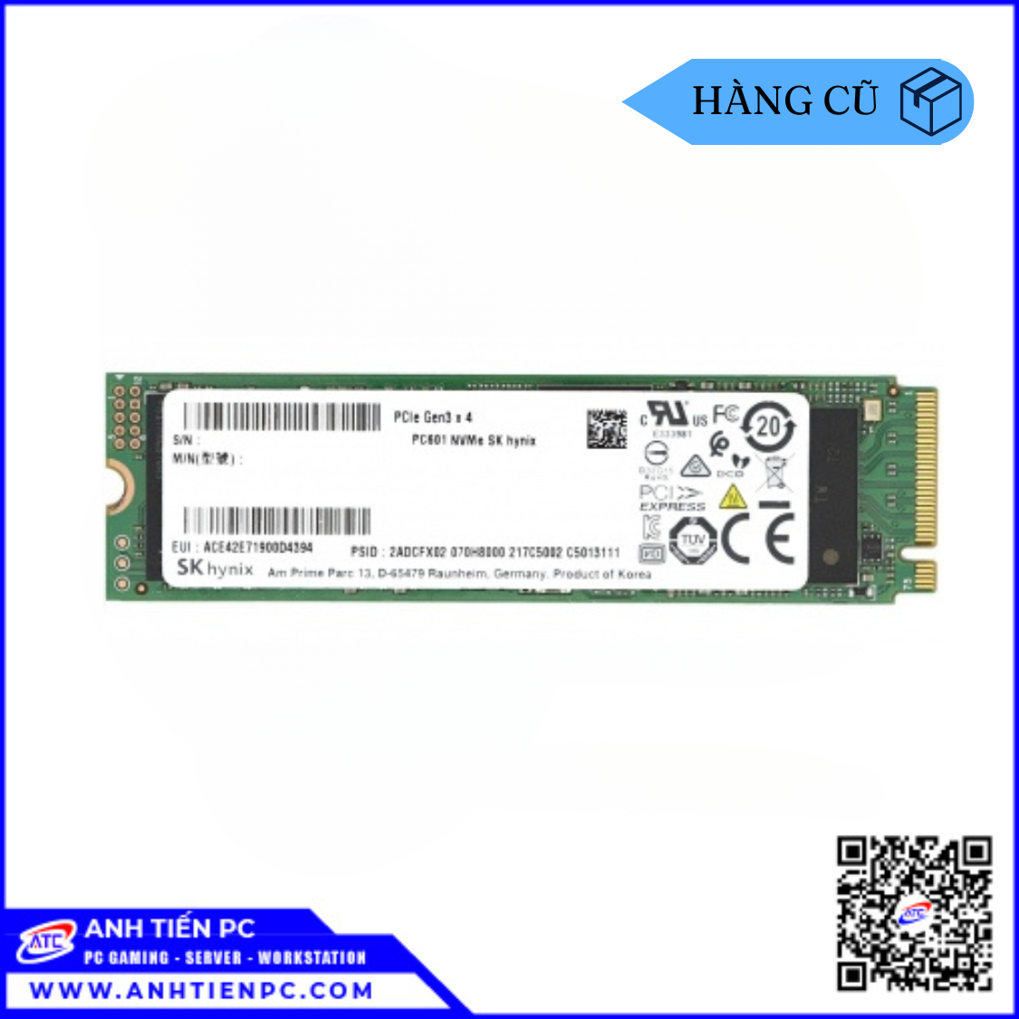 Ổ Cứng Hynix SSD M2 NVME 2280 PC601 PC611 512GB Gen3 | Cũ