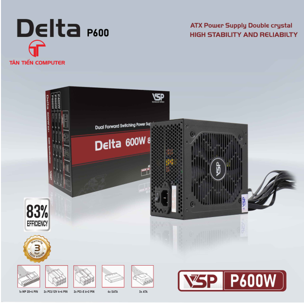 Nguồn VSP Delta P600W (600W, Non Modular)