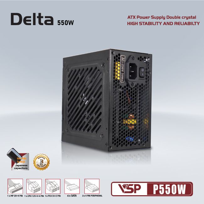Nguồn VSP Delta P550W (550W, Non Modular)
