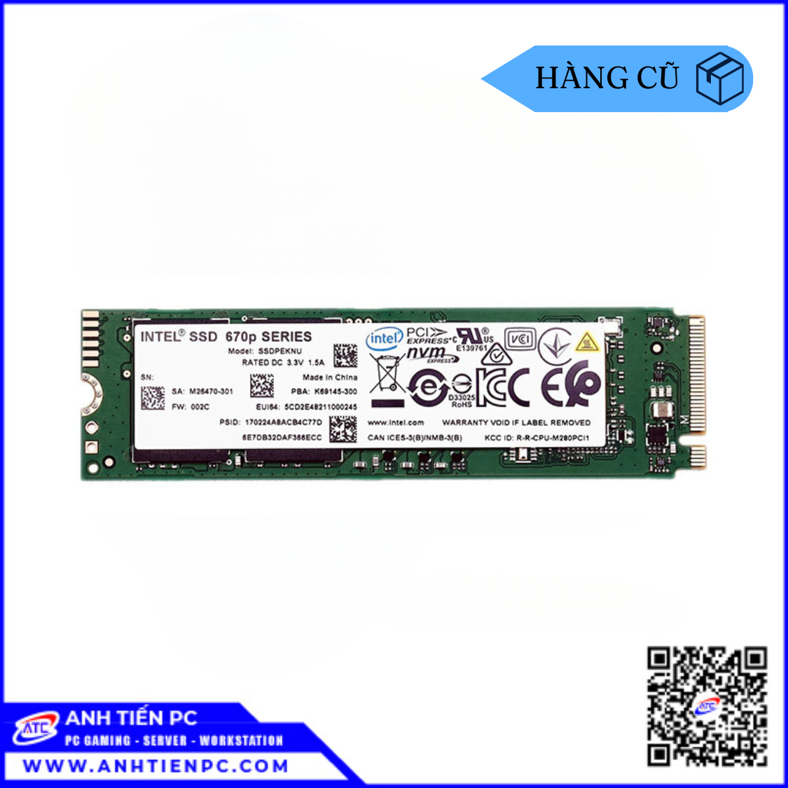 Ổ Cứng Intel SSD M2 NVME 2280 670P 512GB Gen3 | Cũ