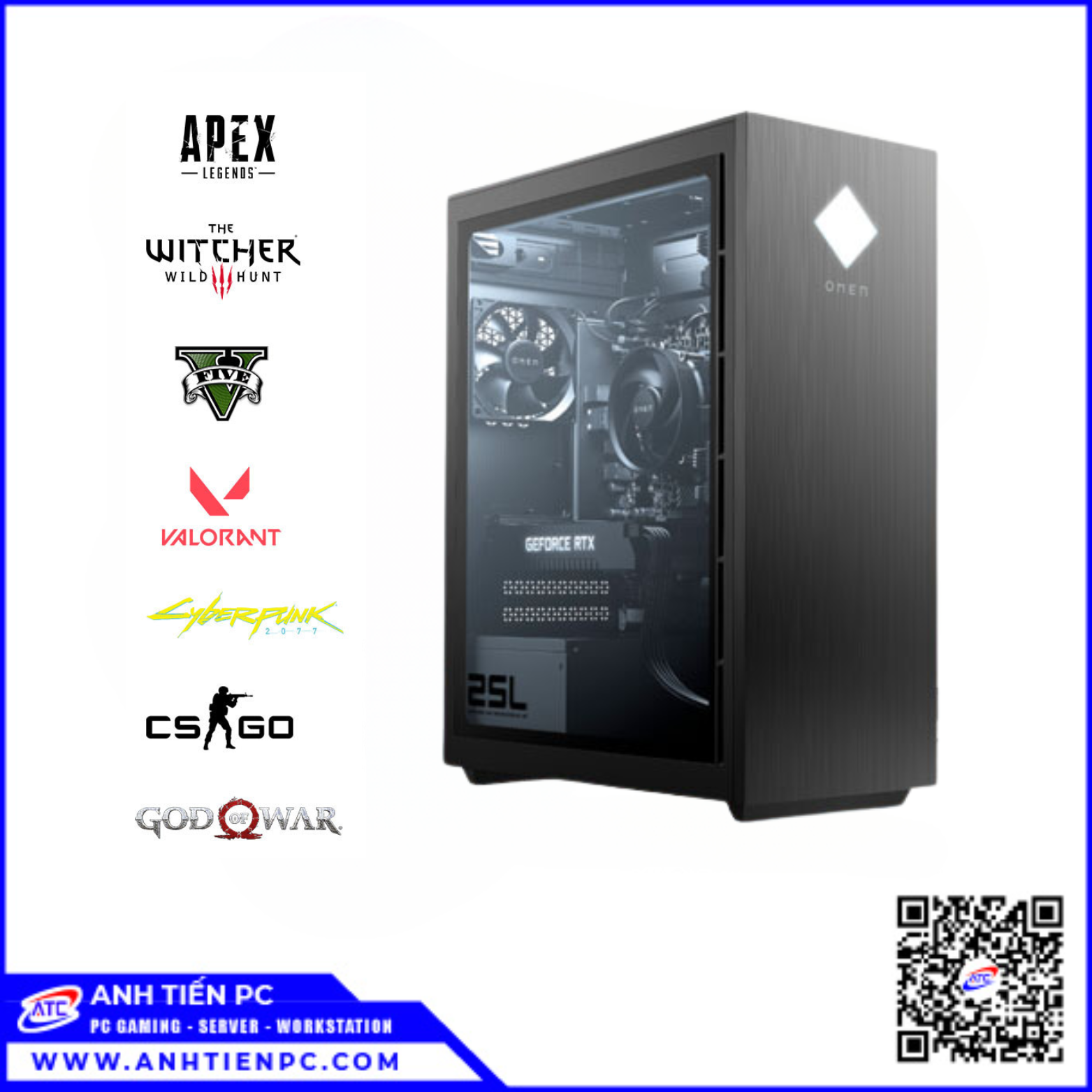 PC GAMING HP84FD OMEN 53 | CPU I3 8100 | RAM 8GB | SSD 256GB | VGA 3GB