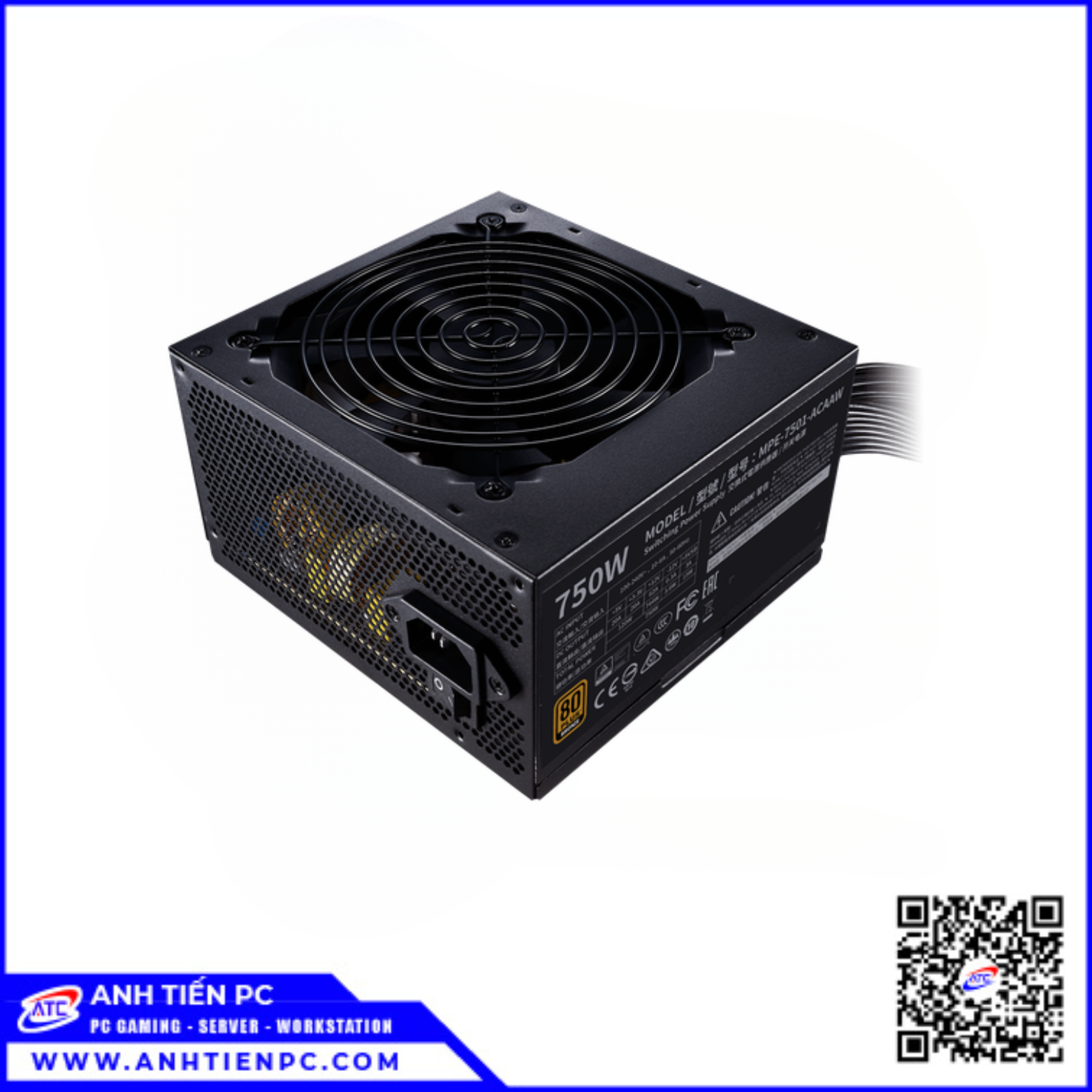 Nguồn Máy Tính Cooler Master Mwe 750W V2  (750W, 80Plus Bronze, Non Modular)