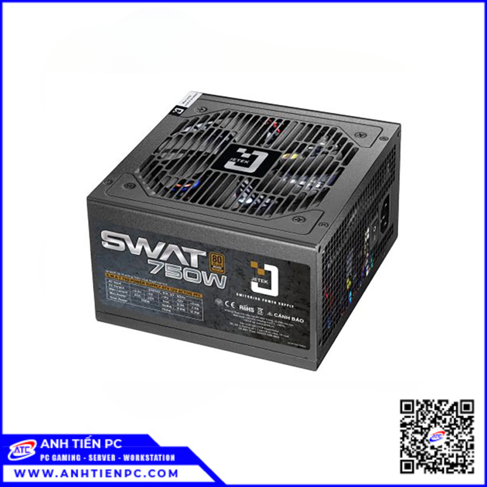 Nguồn Máy Tính Jetek Swat750 V5 (750w, 80Plus Bronze, Non Modular)
