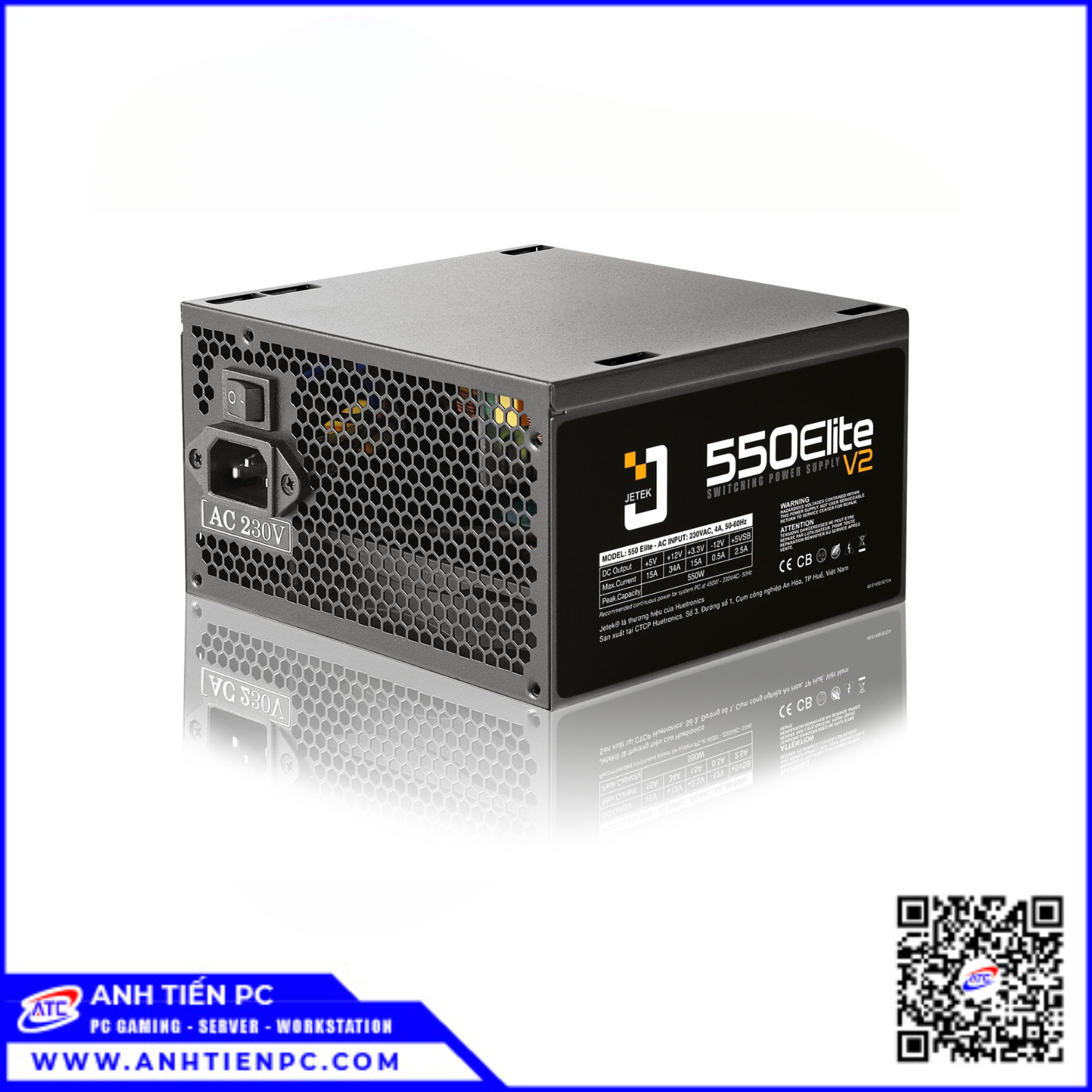 Nguồn Máy Tính Jetek 550 ELITE V2 (550W, Non Modular)