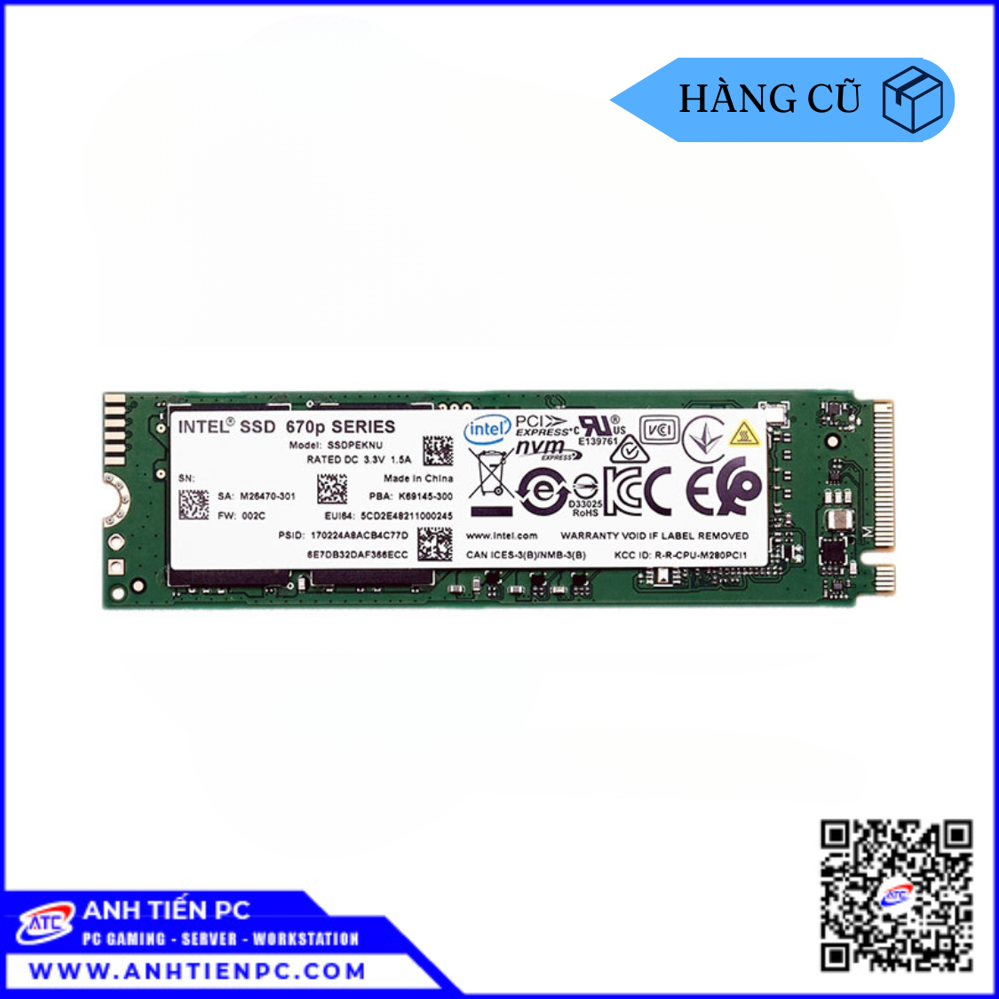Ổ Cứng Intel SSD M2 NVME 2280 670P (512GB, 3500 / 2700 MB/s) | Cũ