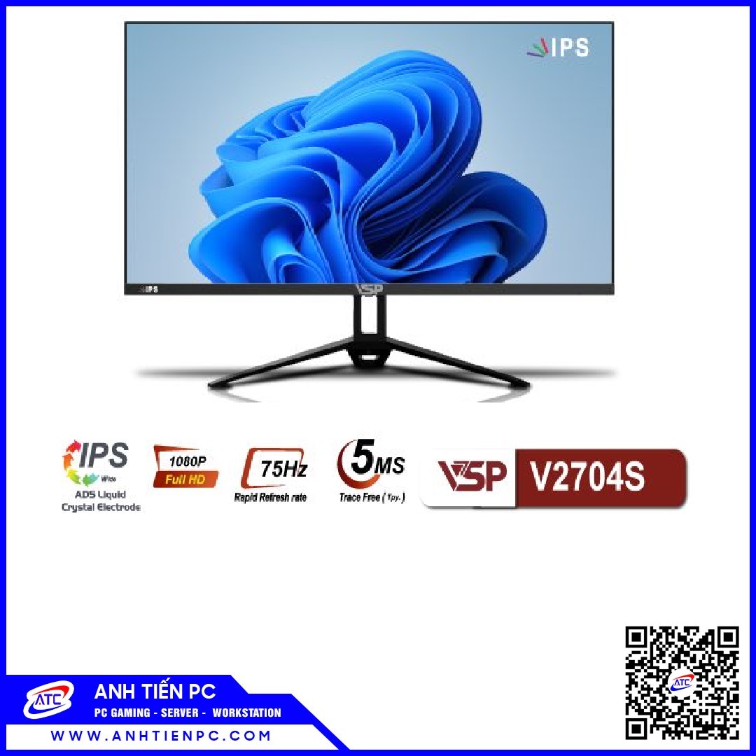 Màn Hình VSP V2704S 27inch Phẳng Đen (IPS, FHD, 75HZ )