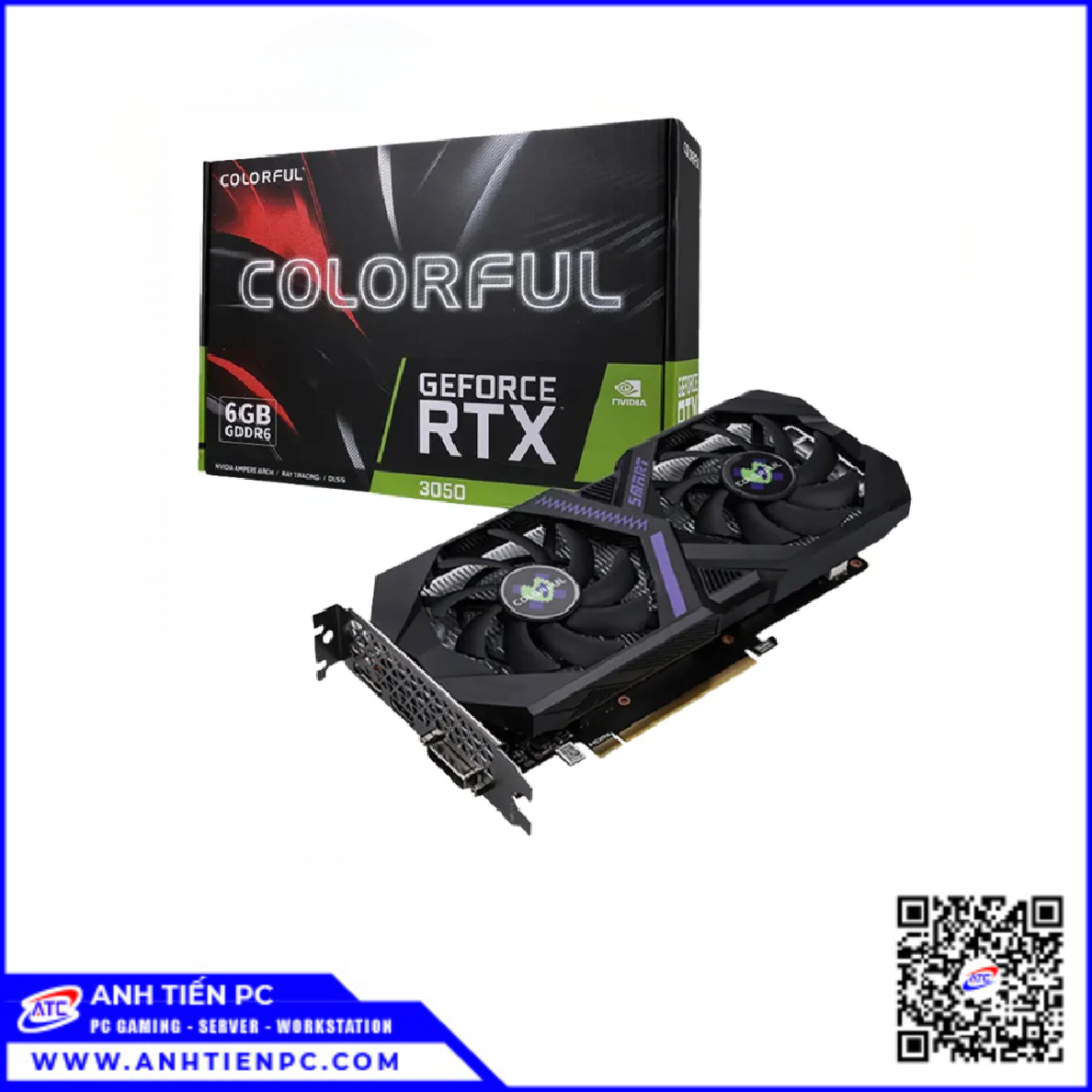VGA Colorful RTX3050 6GB V4-V 2Fan (6GB, GDDR6, 96Bit)