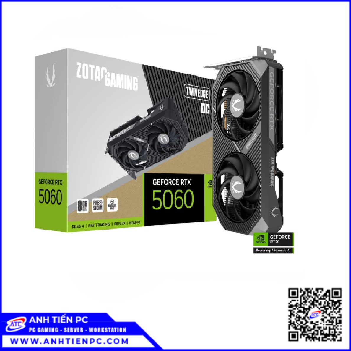 VGA  Zotac RTX5060 Gaming TWIN EDGE OC 2Fan (8GB, GDDR7, 128Bit)