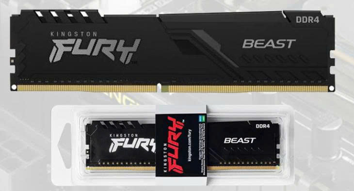 RAM PC Kingston Fury  Beast Đen (32GB, DDR4, Buss 3600, Có Tản) KF432C16BB2A/32
