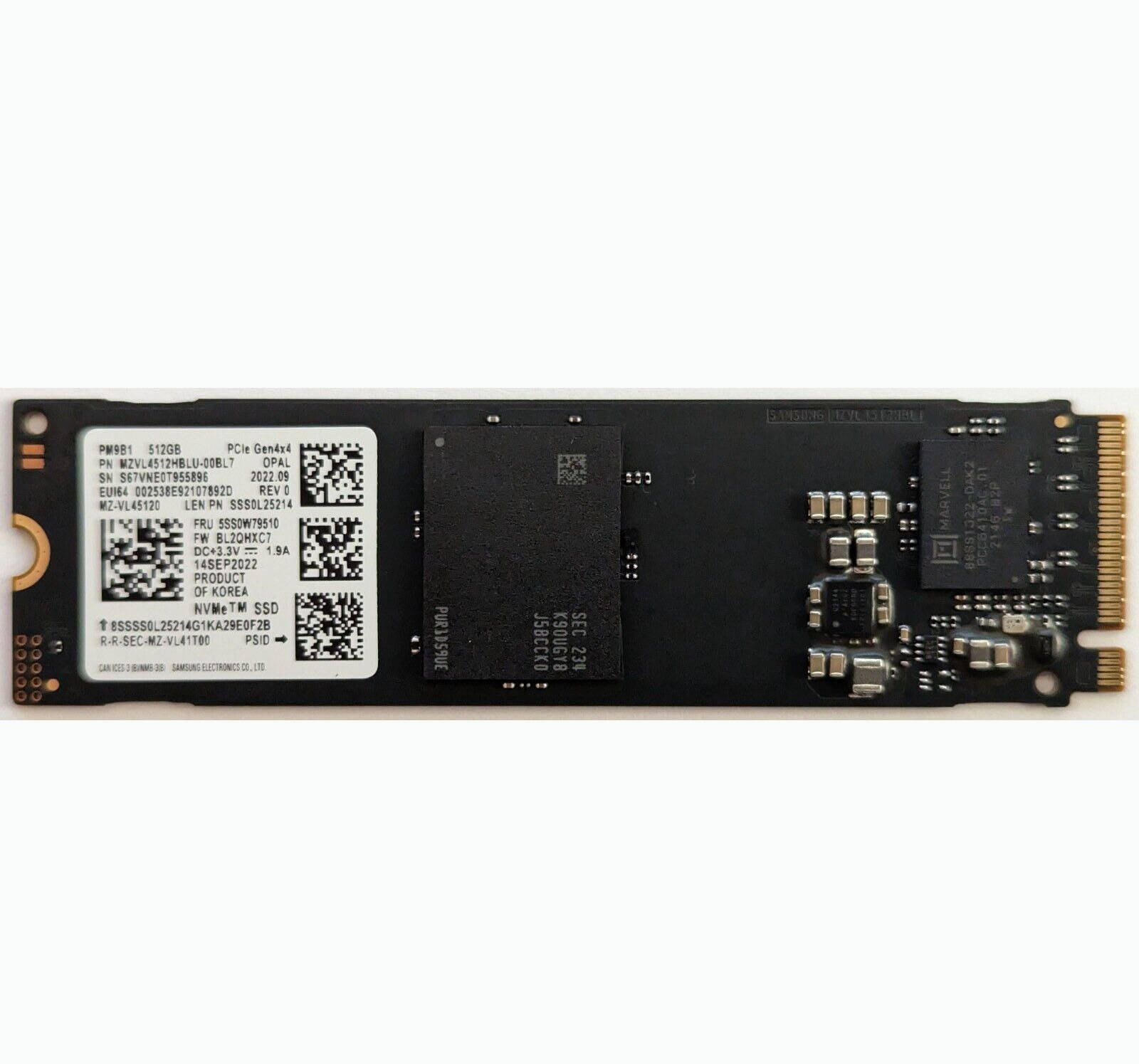 Ổ Cứng Samsung SSD M2 NVME 2280 PM9B1 (256GB, 3300 / 1250 MB/s) | Cũ