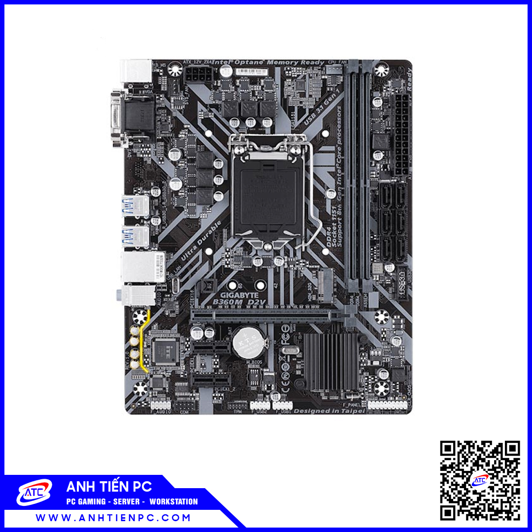 Mainboard Gigabyte B360M-D2V ( Intel B360, LGA 1151 v2 , M- ATX, 2 khe cắm Ram DDR4) (Cũ)