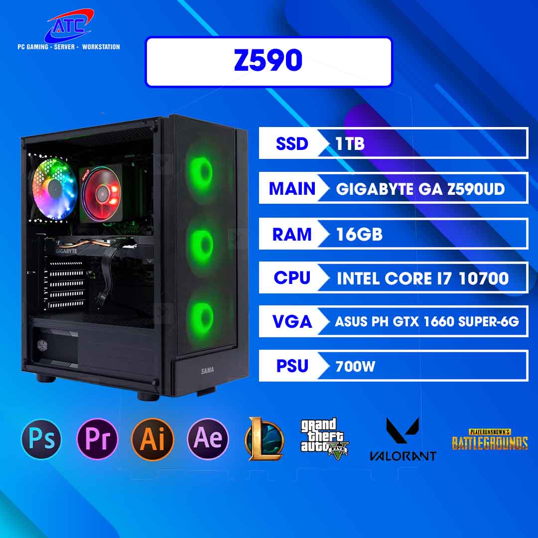 PC ĐỒ HOẠ -3D Z590 | CPU I7 10700 | RAM 16GB | VGA 6GB 