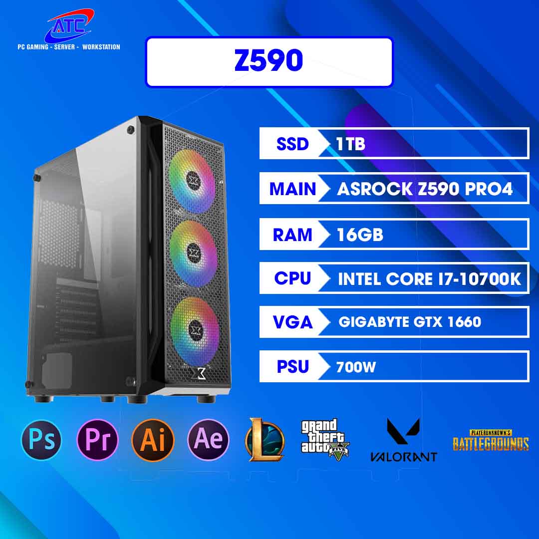 PC ĐỒ HOẠ -3D  Z590 | CPU I7 10700K | RAM 16GB | VGA 6GB 