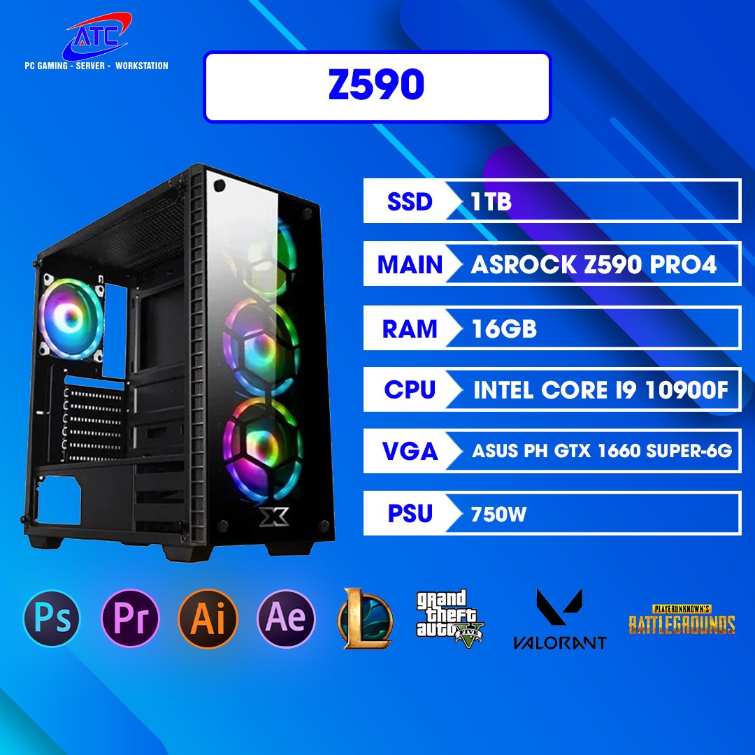 PC ĐỒ HOẠ -3D Z590 | CPU I9 10900F | RAM 32GB | VGA 6GB 