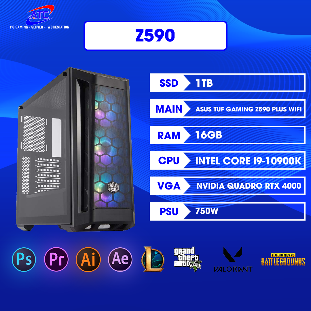 PC ĐỒ HOẠ -3D Z590 | CPU I9 10900K | RAM 64GB | VGA 8GB 