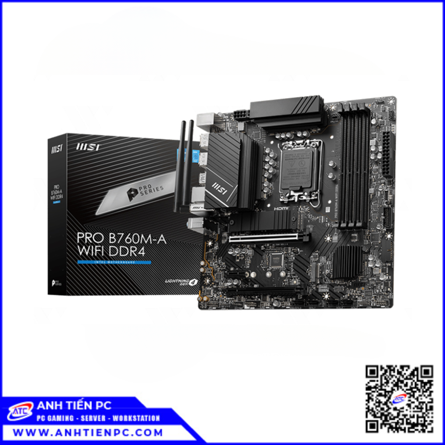 Mainboard MSI PRO B760M-E DDR4 (LGA 1700, Intel B760, M-ATX, 2 Khe Ram)