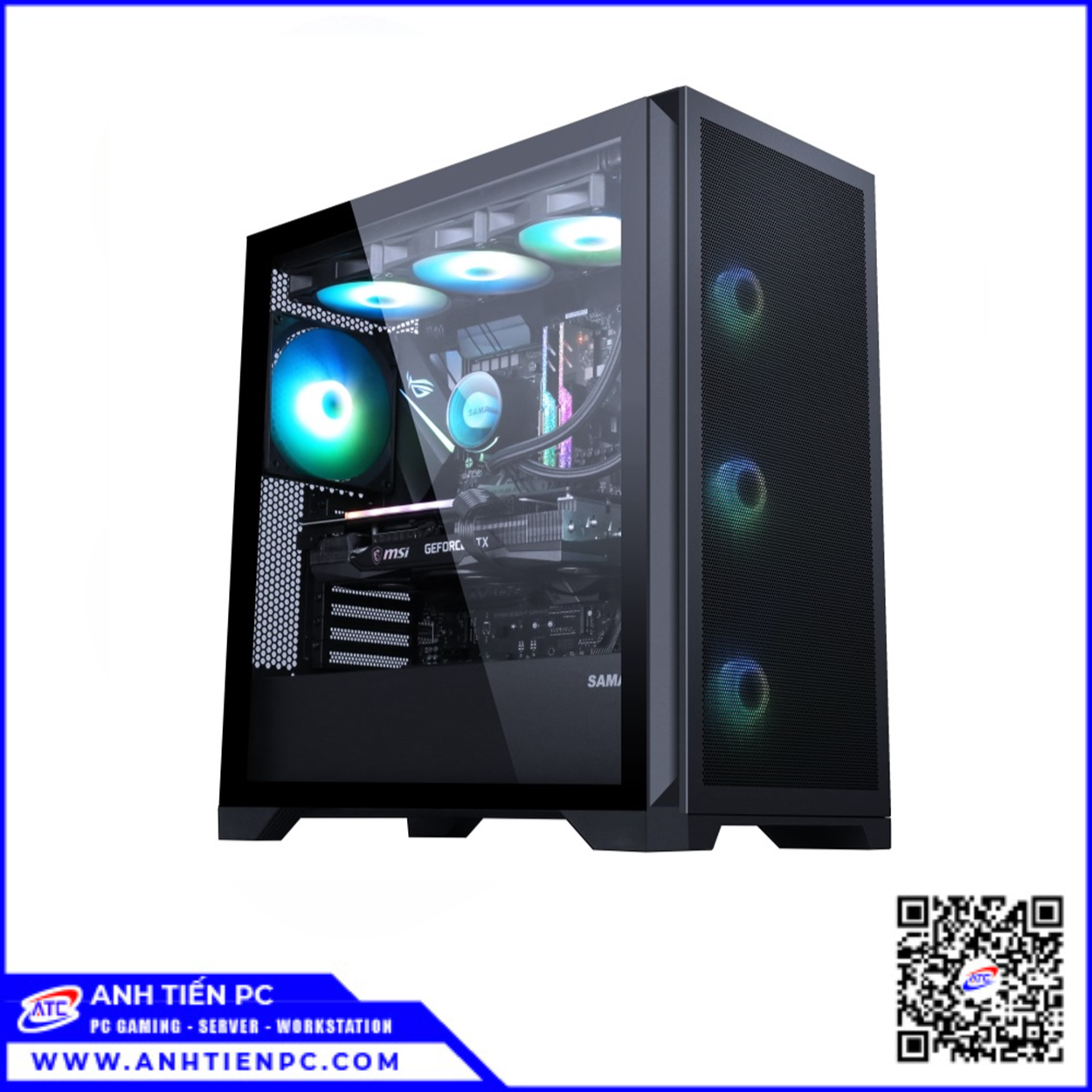 VỎ CÂY Sama 4502 Black (ATX, Mid Tower, 3 Fan ARGB)