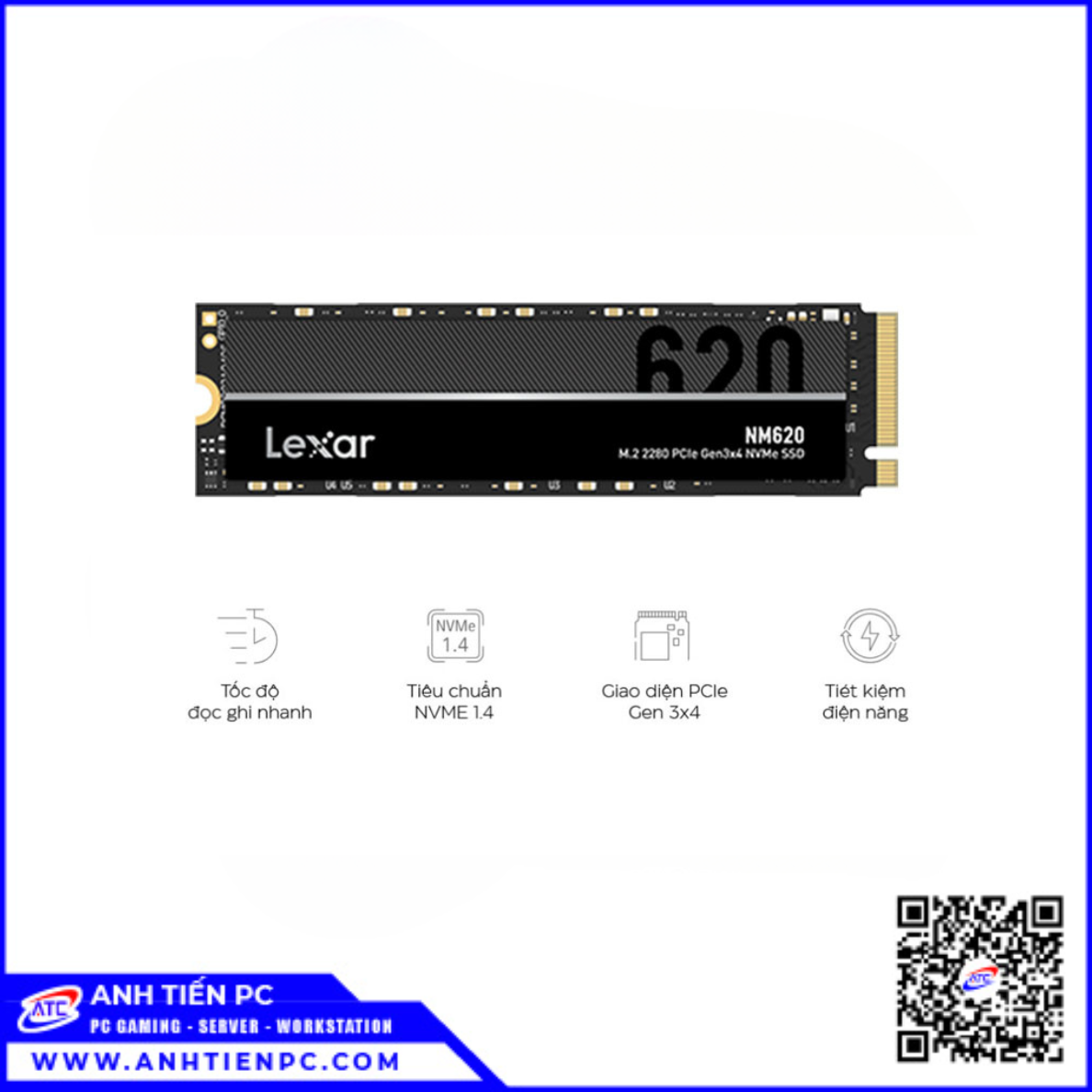 Ổ Cứng Lexar SSD M2 NVME 2280 NM620 (256GB, 3000/1300 MB/s)