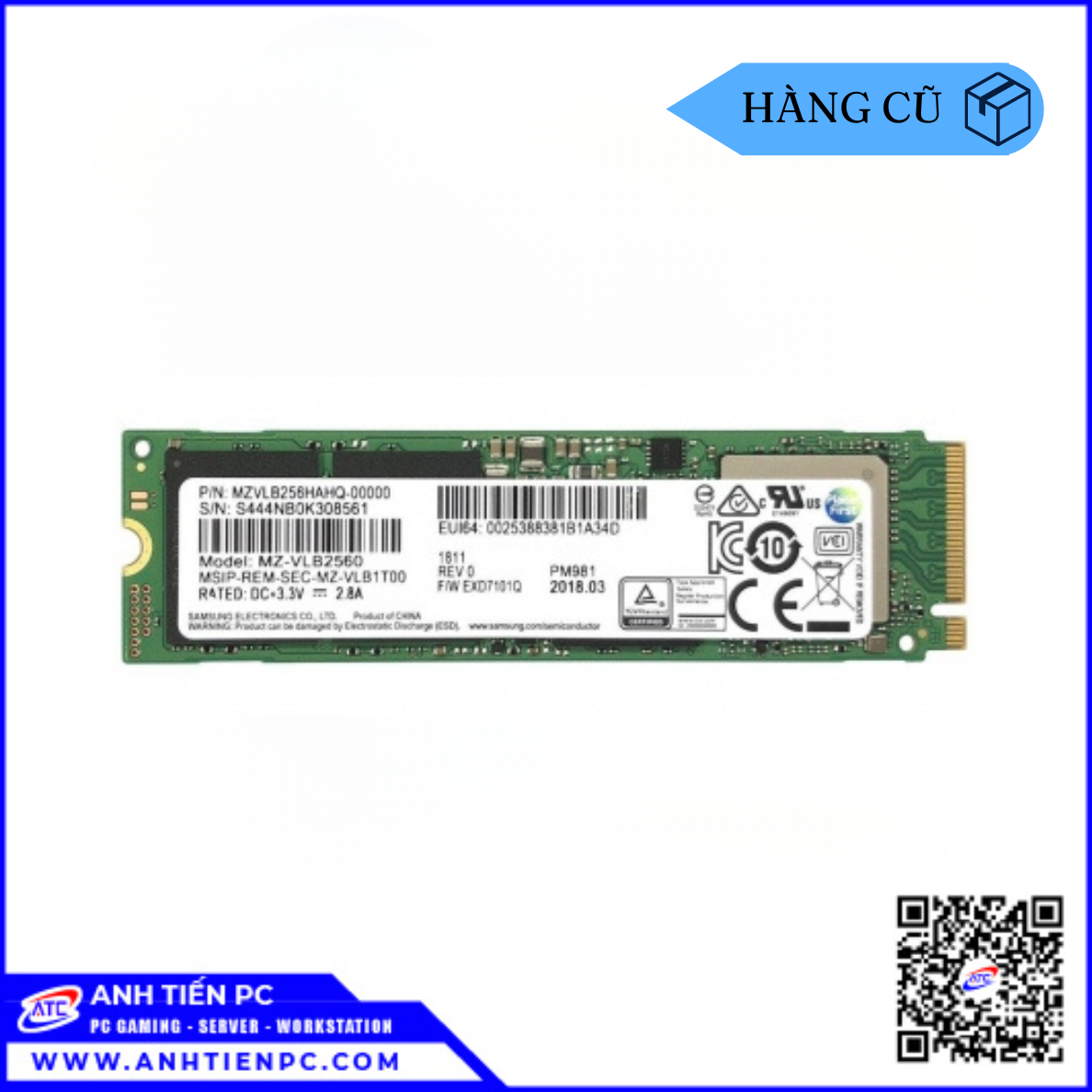 Ổ Cứng Samsung SSD M2 NVME 2280 PM981 256GB | Cũ