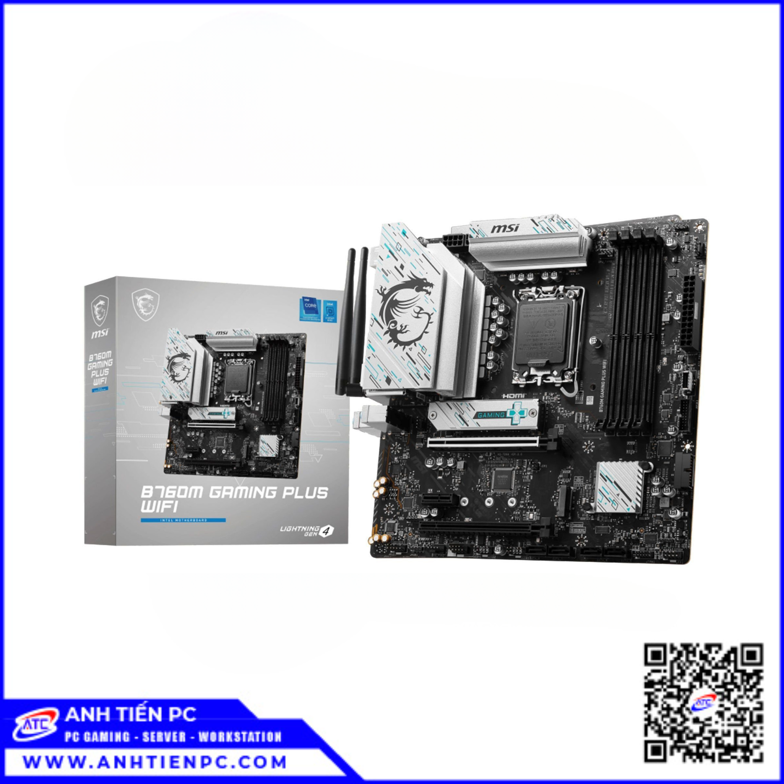 Mainboard Gigabyte B760M Gaming Plus Wifi DDR4 (LGA 1700, Intel B760, M-ATX, 4 Khe Ram) 