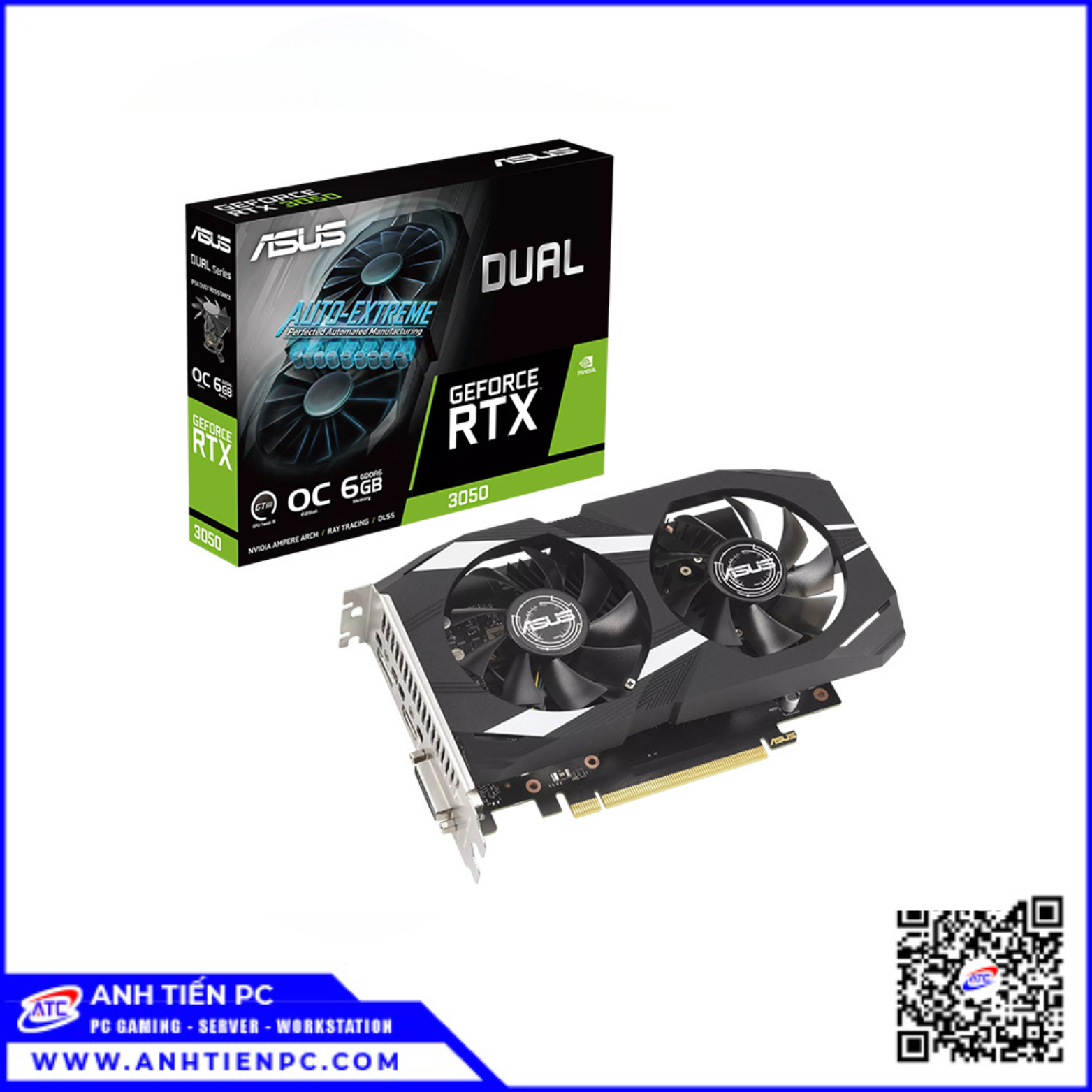 VGA Asus RTX 3050 6GB 2Fan (6GB, GDDR6, 96 Bit)