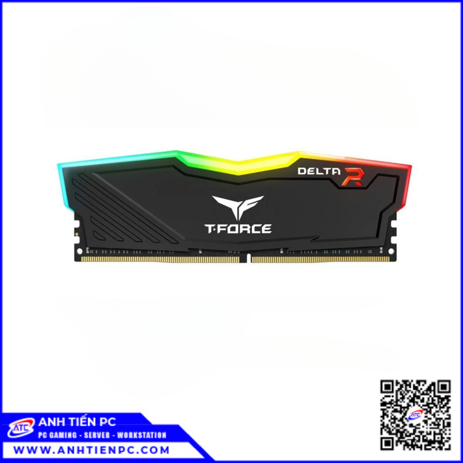 RAM PC TeamGroup Delta LED RGB Đen(16GB, DDR4, Bus 3600, Có Tản)