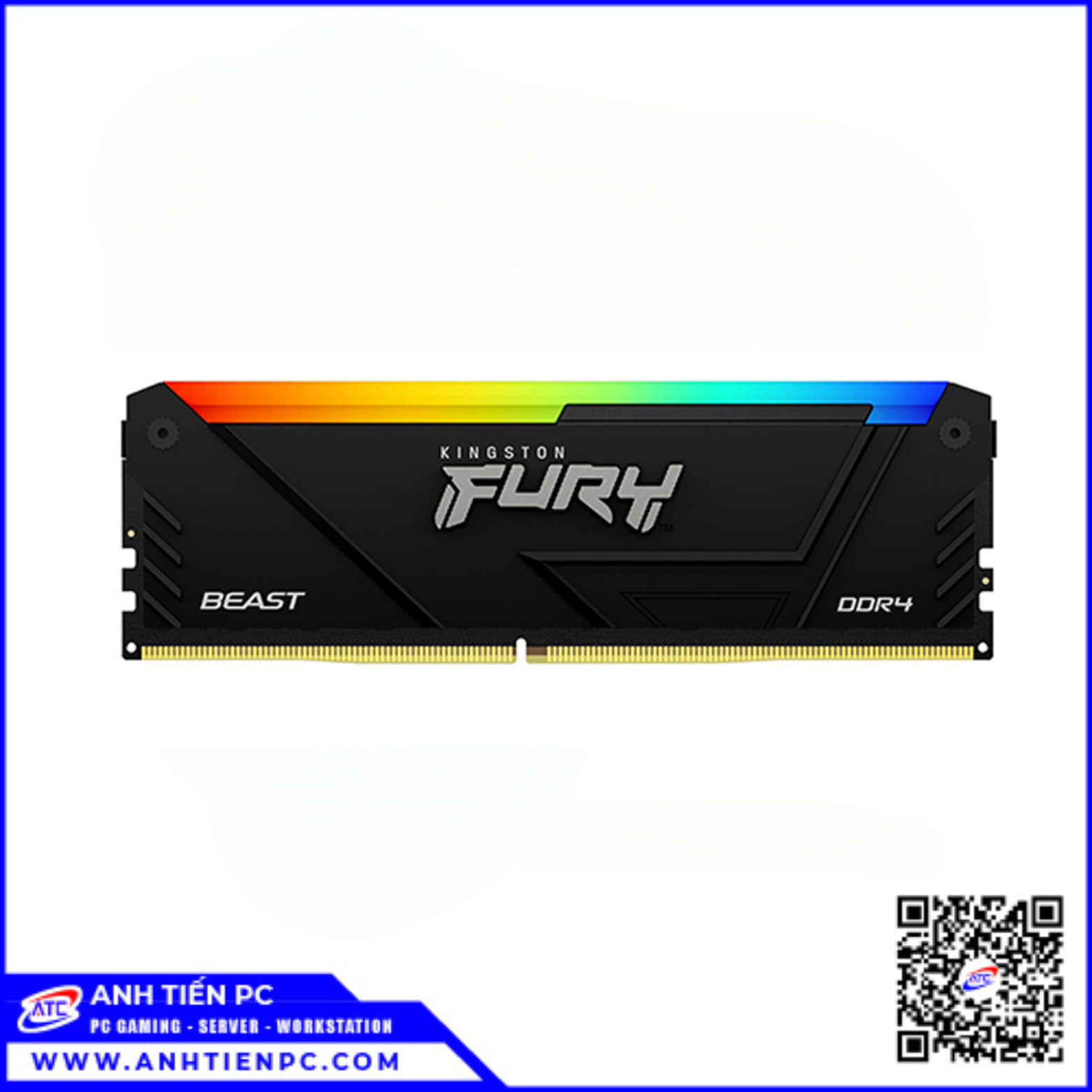 RAM PC Kingston Fury LED RGB Beast Đen (32GB, DDR4, Bus 3200, Có Tản) (KF432C16BB2A/32) 