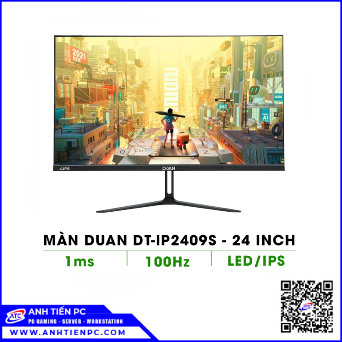 Màn Hình Duan DT-IP2409S Phẳng 24inch Black (IPS, FHD, 100HZ) 